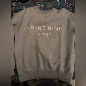 Anine Bing Gray Logo Crewneck Sweatshirt